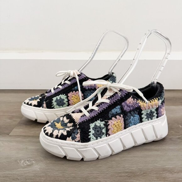 Free People Crochet Catch Me If You Can Platform Sneakers 38 - Picture 2 of 6